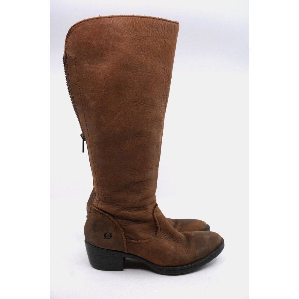 BORN Bitsy Women's 7.5 M Unique Style Brown Leather 16" Tall Riding Boots B59106